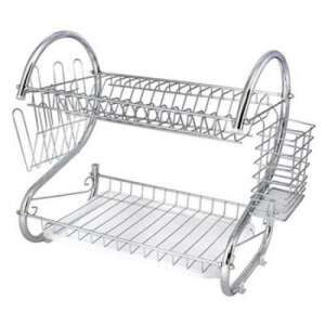 Timeless Tools Dish Drying Rack, 2 Tier, Chrome, Metal, Plastic, Kitchen Dish Drainer - Dish Rack