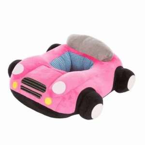 Pink plush car shaped baby seat, soft and comfortable for toddlers, perfect for playtime and support - Furniture