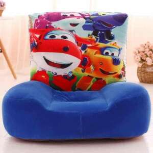 Planes plush armchair for kids, featuring characters from the animated movie Planes, blue velvet fabric, comfortable and fun - Furniture