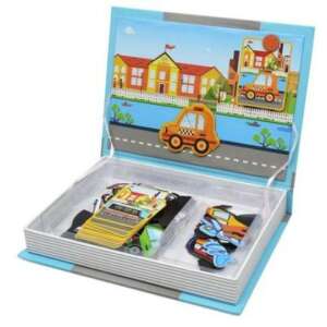 Magnetic book with transportation themed magnetic pieces, great for kids to learn about different vehicles - Developmental Toy for Preschooler