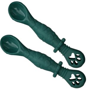 Babylöffel zum Füttern und Diversifizieren für Baby 4-24 Monate, Silikon, rutschfeste Rillen, 2er-Set, Grün 131532894 - Füttern