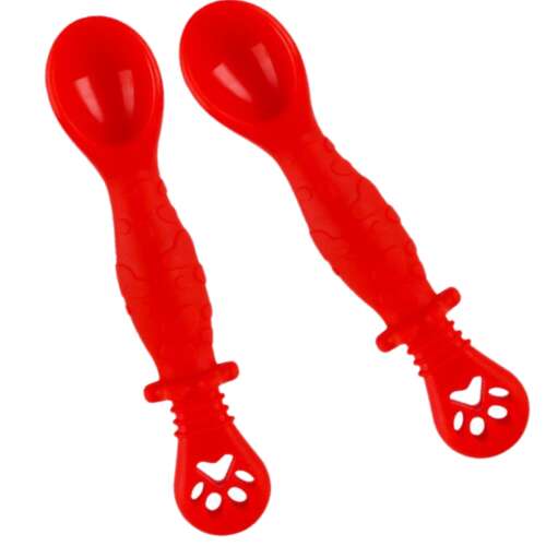 2er Pack StartONTeam™ Silikon-Bablöffel, rot, BPA-frei, rutschfester Griff, für Babys von 4-24 Monaten