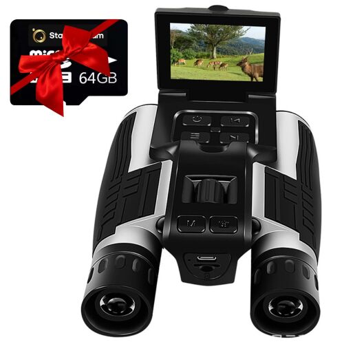 Binoclu Profesional Digital de Vanatoare StartONTeam, Zoom 12X, Ecran LCD de 2.4" Gri 144034474