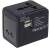 Universal travel adapter with dual USB ports, black