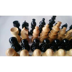Hand Carved Hazel Wood Chess Pieces - 32 Pieces Set - Domino, Chess Set