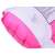 Close-up of the inflatable valve on the pink and white striped pool float
