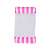 Pink and white striped inflatable pool float with mesh hammock
