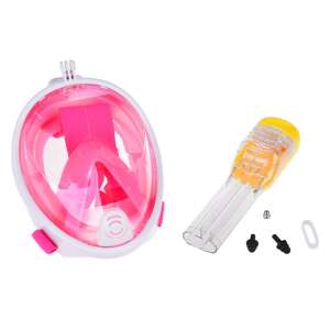 Mască de snorkeling cu față completă cu snorkel, roz și alb, mărime S/M - Măști de scufundare