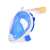 Mască de snorkeling cu față completă cu snorkel, albastru și alb, mărime S/M, pe un fundal alb