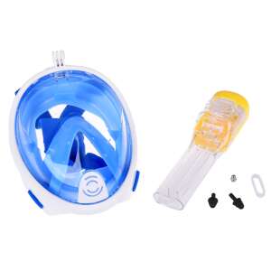 Vollgesichts-Schnorchelmaske mit Schnorchel, blau und weiß, Größe S/M - Tauchmasken