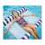 Blue and white striped inflatable floating hammock for pool relaxation