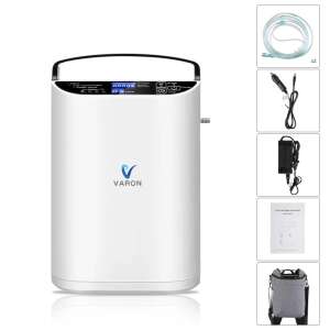 Varon portable oxygen concentrator, 93% oxygen concentration, 5L equivalent, 2.5kg, 1-3 hours usage - Humidifier, Oxygen concentrator, Foot Massager and Electric Blanket Warmer