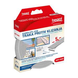 Beorol bandă antiderapantă albă 5mx25mm, bandă adezivă de siguranță pentru suprafețe alunecoase - Benzi adezive