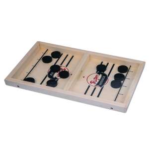 Sling Puck asztali jégkorong játék gyerekeknek, fa, 2 játékos, 10 korong, ferde nézet - Léghoki asztal