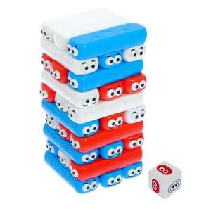 Tumbling Tower játék, 30 darab, piros, kék, fehér, kocka, 3+ - Jenga