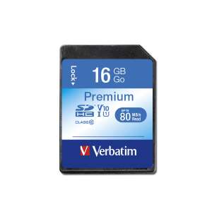 Verbatim 16GB Class 10 SDHC memóriakártya, prémium, akár 80 MB/s olvasási sebesség - Memóriakártya