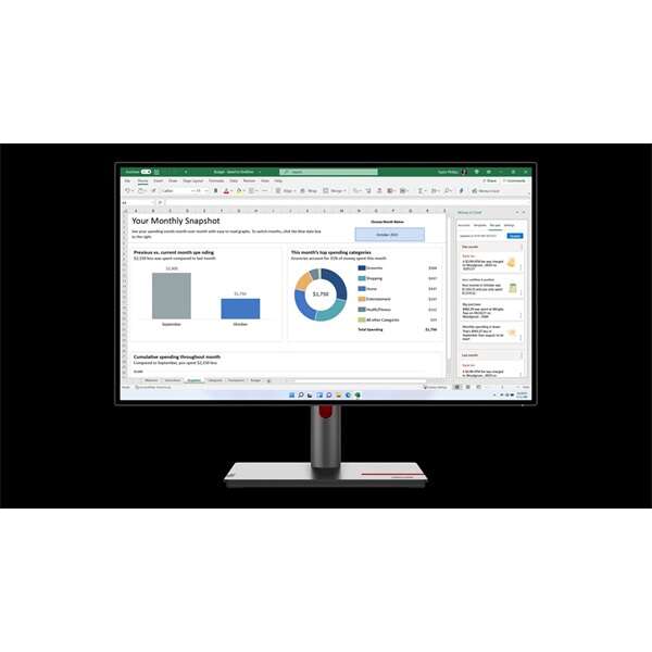 Lenovo monitor thinkvision p27h-30; 27" qhd 2560x1440 ips, 16:9,...