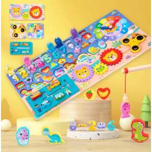 DoLe - Montessori Fejlesztő Fa Játék - Számok, Formák, Óra