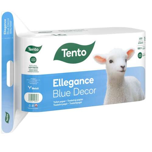 Tento Elegance Blue Decor toalett papír, 8 tekercs, puha és erős, természetes puhaság