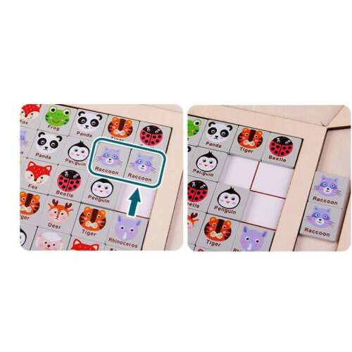 Fa állat kirakós játék gyerekeknek, különféle állatokkal, mint például mosómedve, tigris, panda és még sok más