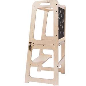 Montessori 3 az 1-ben Tanulótorony - Fa - Konyhai Segéd, Asztal, Rajztábla