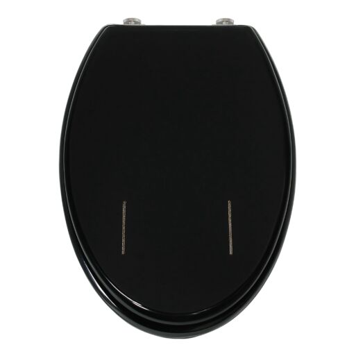 Pepita MDF Toilet Seat with Soft Close Lid - Stone Inlay #black 128152330