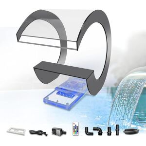 LONGRUN C-alakú Vízesés Kifolyó Rozsdamentes Acél Medence Szökőkút 36.3cm 136477545 - Vízfüggöny