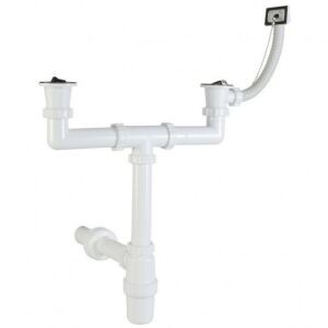 Búraszifon - Dupla Medencés Lefolyó - 2x Lefolyó + 1 Túlfolyó