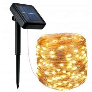 200 LED solar powered fairy lights, warm white, 20 meters, 8 modes, copper wire, waterproof, outdoor string lights - Nonbrand String Light