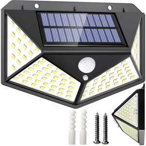 Lampă solară cu senzor de mișcare cu 100 LED-uri și iluminare cu unghi larg, negru - Lămpi și iluminat