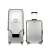 Transparent suitcase cover for medium and large sized suitcases, showing the cover on two suitcases with wheels and handles