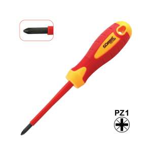 Șurubelniță izolată Commel PZ1 5x80mm, 1000V, mâner roșu și galben - Șurubelnițe