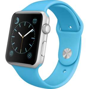 Light blue silicone Apple Watch band for 42mm, 44mm, and 45mm Apple Watch Series 1, 2, 3, 4, 5, 6, 7, and 8 - Smart watch strap