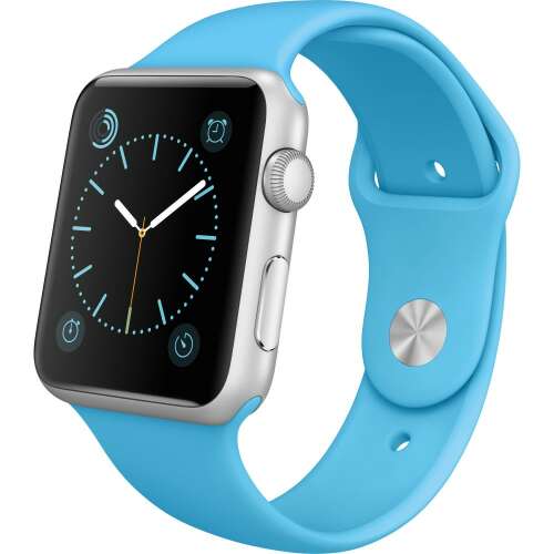 Light blue silicone Apple Watch band for 42mm, 44mm, and 45mm Apple Watch Series 1, 2, 3, 4, 5, 6, 7, and 8