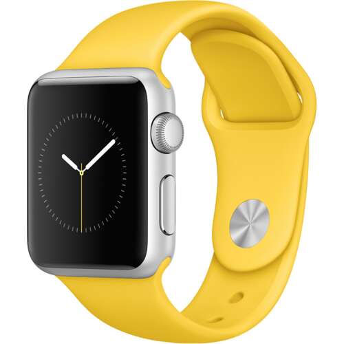 Sárga szilikon szíj Apple Watch 42mm/44mm/45mm (1,2,3,4,5,6,7,8 sorozat) - M/L méret - Okosóra szíj