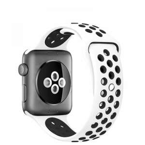 Bijeli Nike Pure Platinum sportski remen s crnim otvorima za Apple Watch Nike 42/44/45 mm, veličina M/L, serije 1, 2, 3, 4, 5, 6, 7, 8 101865765 - Pametni uređaj
