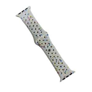 Biely športový remienok Nike pre Apple Watch 45mm Series 9 a Apple Watch SE 44mm s farebnými bodkami - Počítače a doplnky
