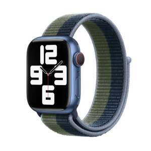 Športový remienok THD Sport Loop pre Apple Watch 45 mm, séria 7 a 8, modré a tmavozelené pruhy - Počítače a doplnky