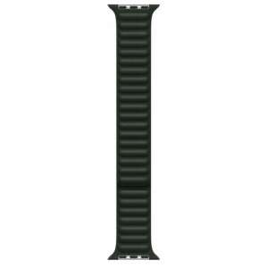 THD Brand Leather Link Watch Band for Apple Watch 45mm Series 7 & 8, Universal Size, Dark Green/Sequoia Green