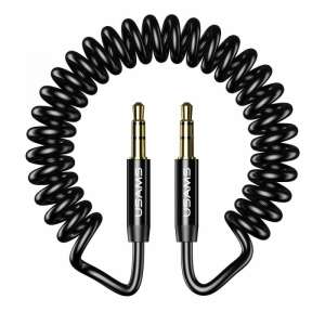 USAMS Spring US-SJ256 3,5 mm Jack към Jack спирален кабел, 1,2 m, черен - Зарядно устройство за смарт часовници