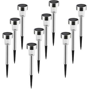 Arti Casa 10 dielna sada solárnych inox záhradných LED svietidiel, IP44, 36 cm, zmena farby