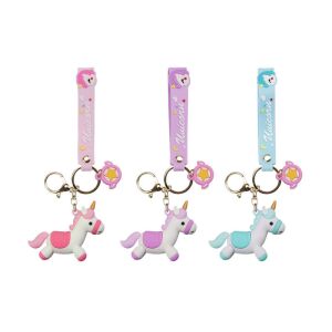 Zestaw breloczków do kluczy Jednorożec - 4 sztuki, pastelowe kolory - Brelok do kluczy
