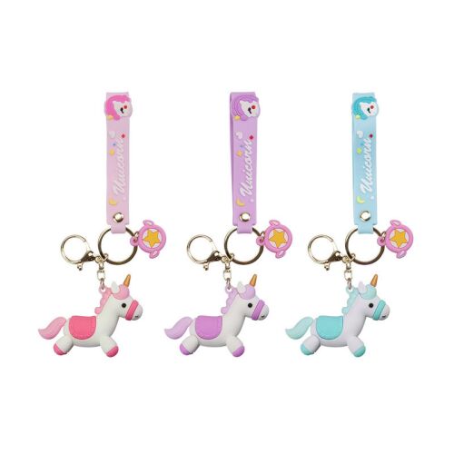 Zestaw breloczków do kluczy Jednorożec - 4 sztuki, pastelowe kolory