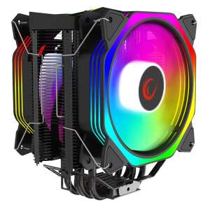 Cooler CPU Rampage OCTAGON C60 cu iluminare RGB LED, două ventilatoare de 12 cm, negru - Ventilator de PC