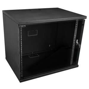 S-Link 9U 19 inch wall mount server rack cabinet, black, with glass door - S-Link