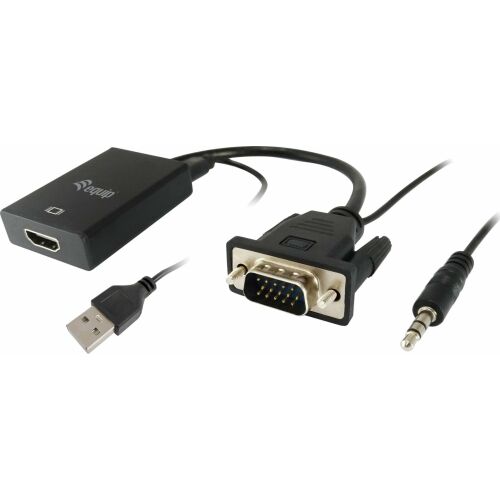 Equip VGA - HDMI Adapter audióval és USB tápellátással