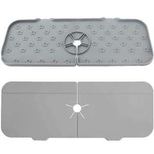 Gray silicone sink mat with drain holes, for kitchen sink, prevents scratches and noise - Washing Machine Accessory