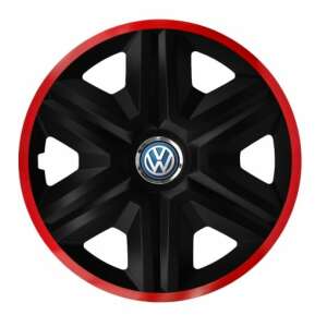 Set 4 Capace Roti pentru Volkswagen, model Fast Black Cu Rama Rosie, R16, VOLKSWAGEN 101633084 - AMiO