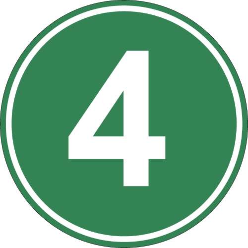 Green round sticker with white number 4, Euro 4 truck sticker, 22 cm diameter