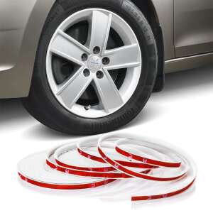 White 8m long flexible plastic rim protector and self-adhesive rim trim - Car decorative strip